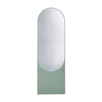 Stojací zrcadlo, lakovaná MDF, zrcadlové sklo, 170 × 55 cm, cena 11 025 Kč