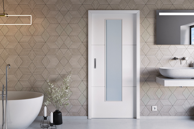 Dveře Polar 5 s povrchem lak bílý, sklo Satinato, www.solodoor.cz