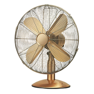 Stolní ventilátor FT-30MC, měděný vzhled, Ø 30 cm, tři stupně výkonu, cena 799 Kč